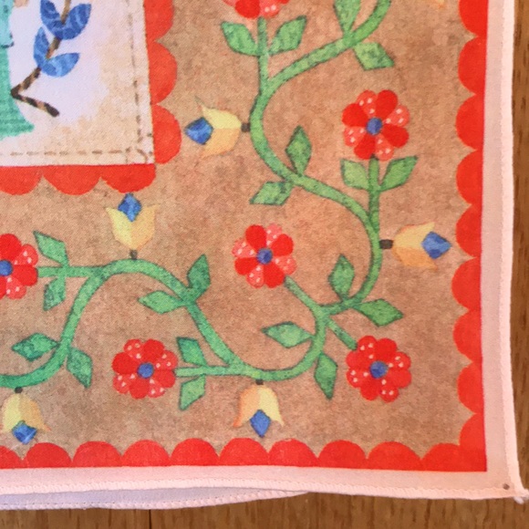 RARE Americana flag eagle liberty floral raw silk scarf red gold 42” x 13.5” EUC - Picture 5 of 6